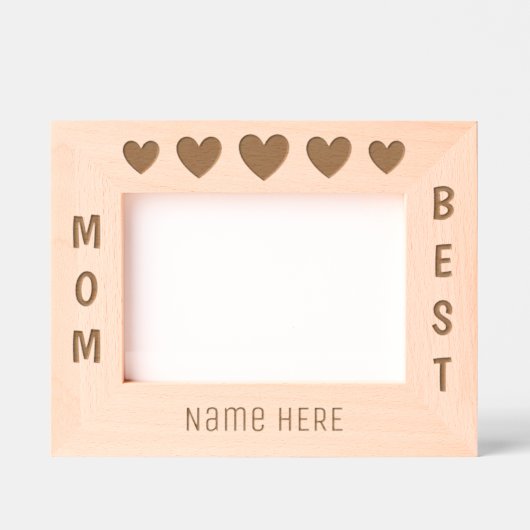 Personalisierter Name, beste Mama mit fünf Herzen Geätzte Rahmen (Vorderseite)