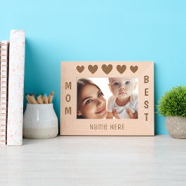 Personalisierter Name, beste Mama mit fünf Herzen Geätzte Rahmen