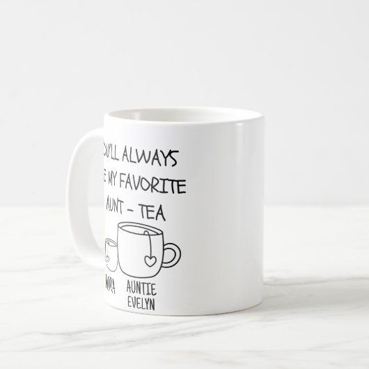 Personalisierter Name Beste Untie Tante Teatro Kaffeetasse (Vorderseite Links)
