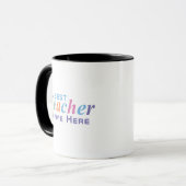Personalisierter Name Bester Lehrer in farbenfrohe Tasse (Vorderseite Links)