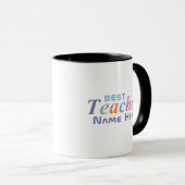 Personalisierter Name Bester Lehrer in farbenfrohe Tasse (VorderseiteRechts)