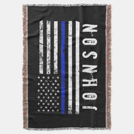 Personalisierter Name beunruhigte Polizei-Flagge Decke (Vorderseite Vertikal)