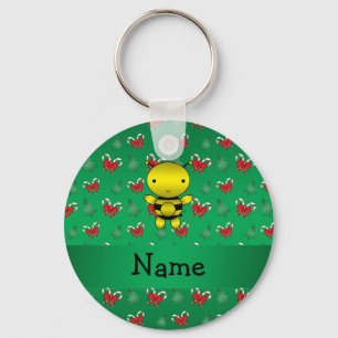 Personalisierter Name Bienen grüne Bonbons Schlüsselanhänger