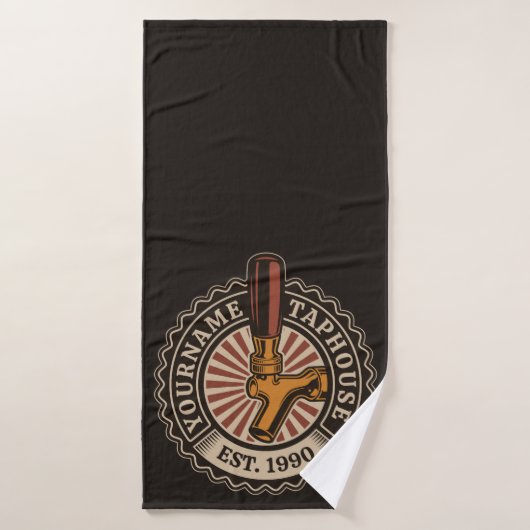 Personalisierter NAME Bierbrauerei Bar Badhandtuch Set (Badehandtuch)