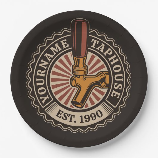 Personalisierter NAME Bierbrauerei Bar Pappteller (Vorderseite)
