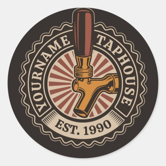 Personalisierter NAME Bierbrauerei Bar Runder Aufkleber (Vorderseite)