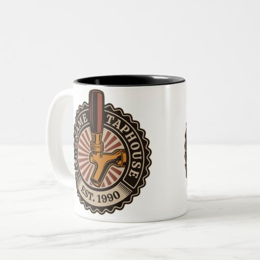 Personalisierter NAME Bierbrauerei Bar Zweifarbige Tasse (Vorderseite Links)