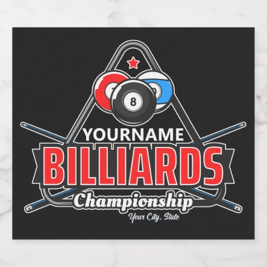 Personalisierter NAME Billard 8 Ball Pool Cue Rack Bierflaschenetikett (Einzelnes Label)