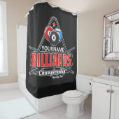 Personalisierter NAME Billard 8 Ball Pool Cue Rack Duschvorhang (Beispiel)