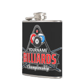 Personalisierter NAME Billard 8 Ball Pool Cue Rack Flachmann (Links)