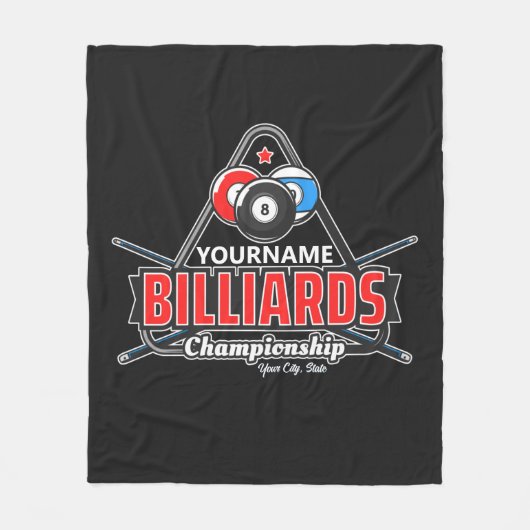 Personalisierter NAME Billard 8 Ball Pool Cue Rack Fleecedecke (Vorderseite)