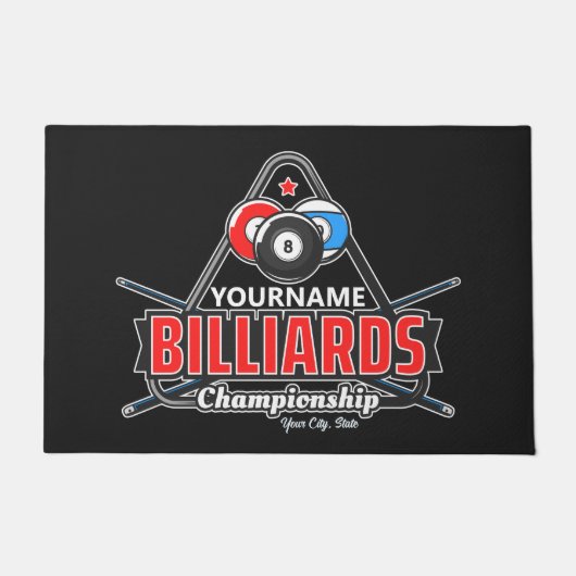 Personalisierter NAME Billard 8 Ball Pool Cue Rack Fußmatte (Vorderseite)