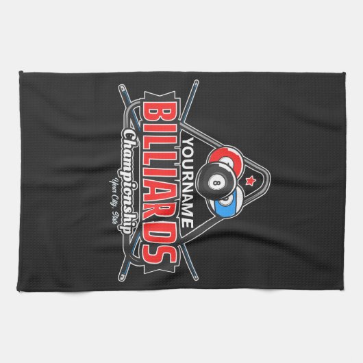 Personalisierter NAME Billard 8 Ball Pool Cue Rack Geschirrtuch (Horizontal)