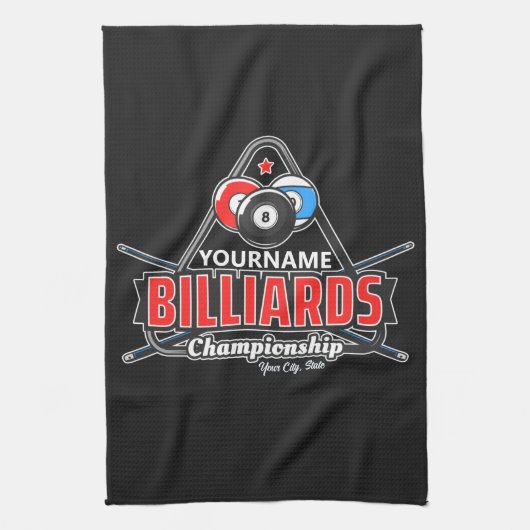 Personalisierter NAME Billard 8 Ball Pool Cue Rack Geschirrtuch (Vertikal)