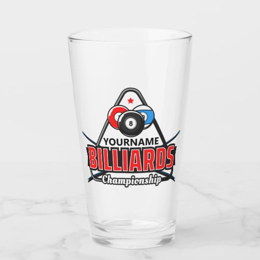 Personalisierter NAME Billard 8 Ball Pool Cue Rack Glas (Vorderseite)