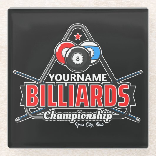 Personalisierter NAME Billard 8 Ball Pool Cue Rack Glasuntersetzer (Vorderseite)