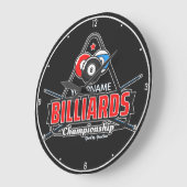 Personalisierter NAME Billard 8 Ball Pool Cue Rack Große Wanduhr (Winkel)