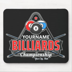 Personalisierter NAME Billard 8 Ball Pool Cue Rack Mousepad