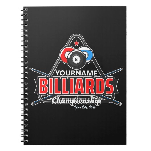 Personalisierter NAME Billard 8 Ball Pool Cue Rack Notizblock (Vorderseite)