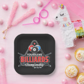 Personalisierter NAME Billard 8 Ball Pool Cue Rack Pappteller (Party)