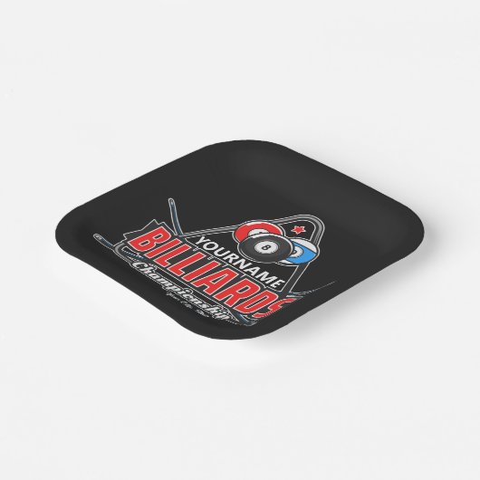 Personalisierter NAME Billard 8 Ball Pool Cue Rack Pappteller (Gewinkelt)