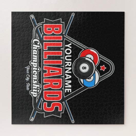 Personalisierter NAME Billard 8 Ball Pool Cue Rack Puzzle (Horizontal)
