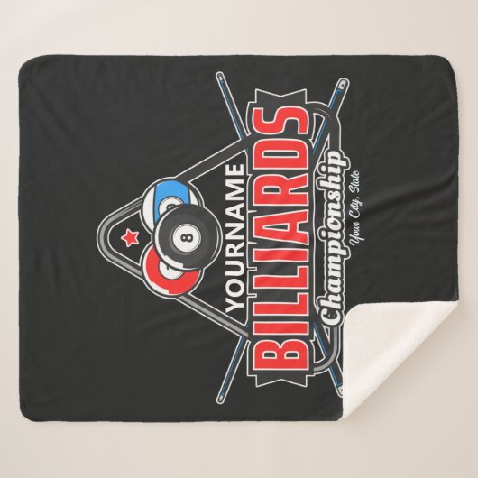 Personalisierter NAME Billard 8 Ball Pool Cue Rack Sherpadecke (Vorderseite (Horizontal))