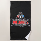 Personalisierter NAME Billard 8 Ball Pool Cue Rack Strandtuch (Vorderseite)