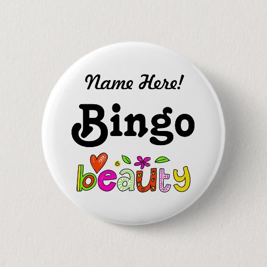 Personalisierter Name Bingo Beauty Custom Pinback Button (Vorderseite)