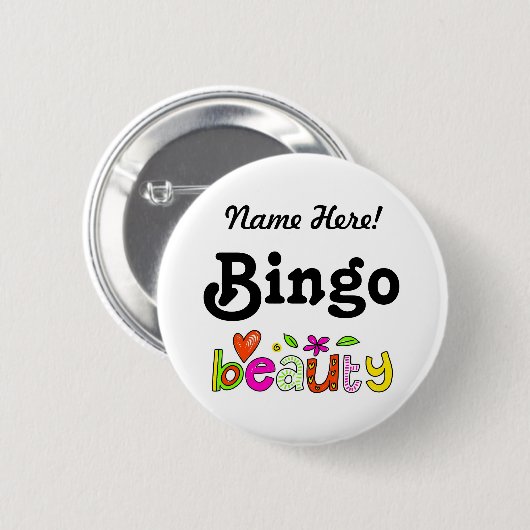 Personalisierter Name Bingo Beauty Custom Pinback Button (Vorne & Hinten)