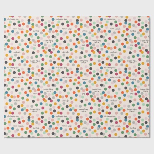 Personalisierter Name | Birthday Confetti Geschenkpapier (Flach)