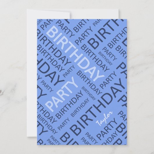 Personalisierter Name Birthday Party Einladung bla (Vorderseite)