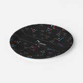 Personalisierter Name Black Field Hockey Pappteller (Schrägansicht)