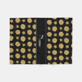 Personalisierter Name: Black Gold Baseball Stars Fleecedecke (Vorderseite (Horizontal))