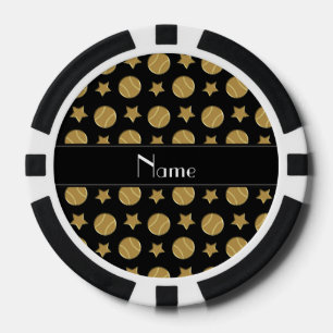 Personalisierter Name: Black Gold Baseball Stars Pokerchips