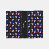 Personalisierter Name: Black Jerseys Rugby Balls Fleecedecke (Vorderseite (Horizontal))