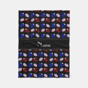 Personalisierter Name: Black Jerseys Rugby Balls Fleecedecke