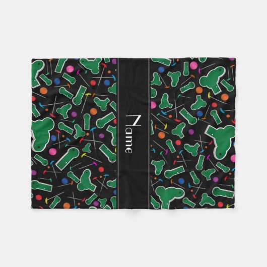 Personalisierter Name: Black Minigolf Fleecedecke (Vorderseite (Horizontal))