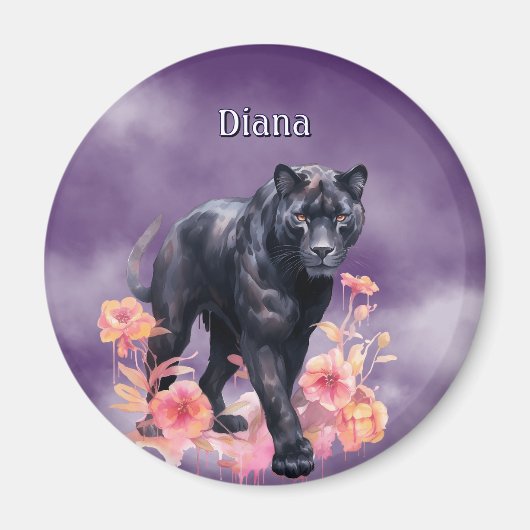 Personalisierter Name Black Panther Magnet (Vorne)