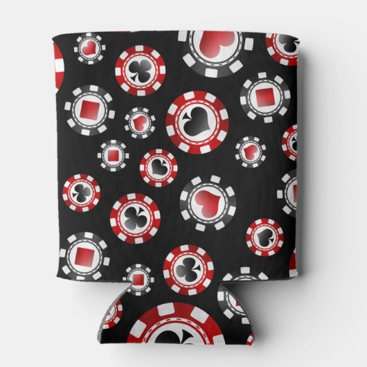 Personalisierter Name: Black Poker Chips Dosenkühler (Rückseite)