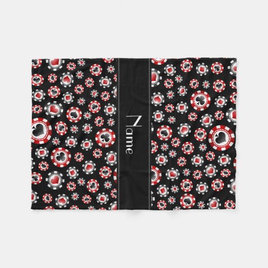 Personalisierter Name: Black Poker Chips Fleecedecke (Vorderseite (Horizontal))