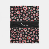 Personalisierter Name: Black Poker Chips Fleecedecke (Vorderseite)