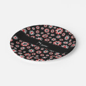 Personalisierter Name: Black Poker Chips Pappteller (Schrägansicht)