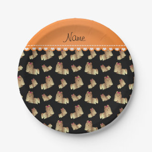Personalisierter Name Black shih tzu dogs Pappteller
