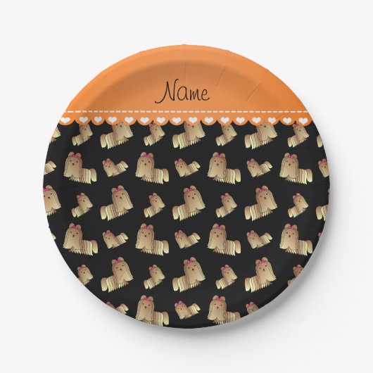 Personalisierter Name Black shih tzu dogs Pappteller (Vorderseite)