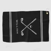 Personalisierter Name Black Stripes Stilvoll Golfhandtuch (Horizontal)