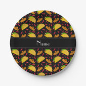 Personalisierter Name Black tacos sombreros Chili Pappteller (Vorderseite)