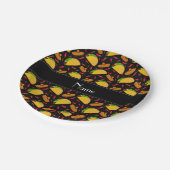 Personalisierter Name Black tacos sombreros Chili Pappteller (Schrägansicht)