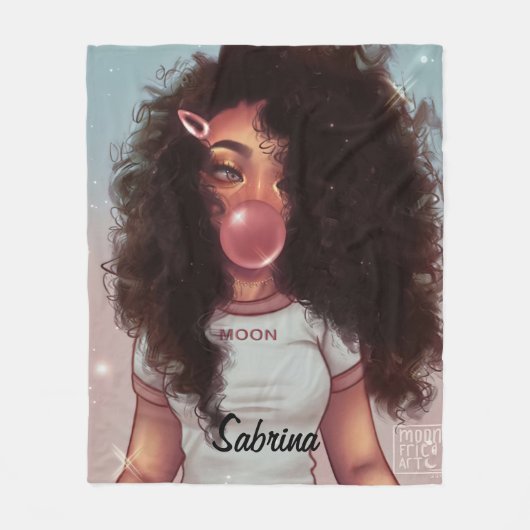 Personalisierter Name Blase Black Girl Blanket Fleecedecke (Vorderseite)