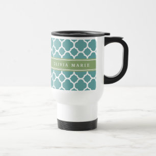 Personalisierter Name Blassblaues Quatrefolienmust Reisebecher